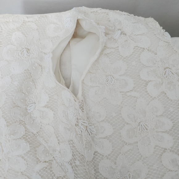 1960S VINTAGE White beaded- lace dress& accessorie - Picture 9 of 16